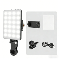 Lampe à clip pour téléphone portable, ordinateur portable, 3 niveaux réglables, rechargeable, mince, 185g, lumière LED pour selfie, clip pour téléphone