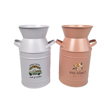 Seau à fleurs pour la maison et le jardin, en métal galvanisé, style ferme, décoratif, pot en métal, jardinière en fer, pichet décoratif