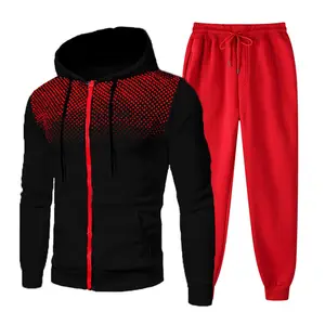 High Quality Polyester Two Piece Men Sportswear Soccer Tracksuit Hoodies And Sweat Pants Set