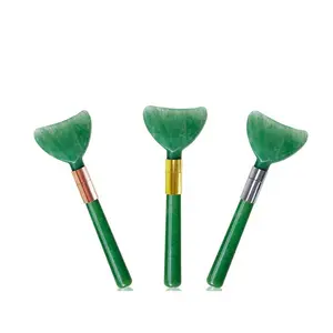 2020 New Arrival Facial Beauty Aventurine Jade Face Massager Mask Brush with Bag