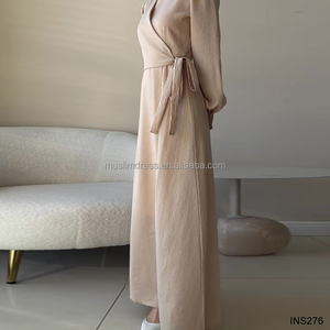 Vestido Abaya Modesto para Mujer Habib 2026, Venta al por Mayor, Abaya Lisa con Cintura Ajustable Personalizada - Product Image 4