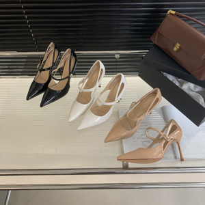 Sandales à talons aiguilles et bout ouvert pour femme, collection été 2024, style mariée, à bout pointu, semelle plate simple - Product Image 1