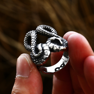 Anillo de plata de primera ley diseño serpiente para hombre, sortija, plata esterlina SS8-842R, estilo Hip Hop - Product Image 4