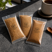 Sachet transparent à fermeture arrière haute clarté pour sucre brun biologique |   Mini-sachets de qualité alimentaire pour épices et poudres cristallines