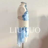 Robe de danse lyrique LIUHUO pour filles, robe de danse de compétition de luxe pour pole dance, robe de danse bleu grisâtre personnalisable