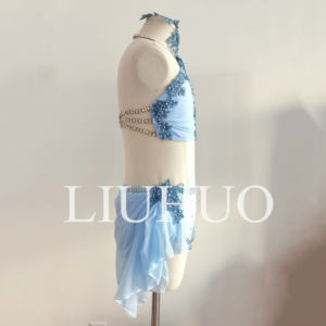 Abito <span class=keywords><strong>da</strong></span> Danza Lirica LIUHUO per Ragazze Pole Dance di Lusso con Strass Brillanti <span class=keywords><strong>da</strong></span> Competizione Esibizione Blu Grigio Personalizzabile - Product Image 4