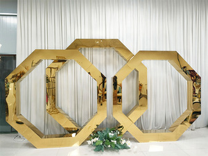 Usine Vente Chaude Exquis En Acier Inoxydable Octogonal Arc Support De Fond Décoration De Mariage Disposition De Scène De Mariage - Product Image 6