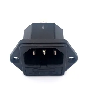 EN60320 IEC C14 Socket With Single Fuse Holder Screw Panel Mounting Connector 10A 250V IEC Connector