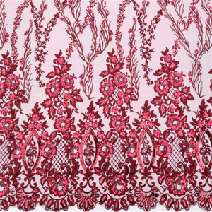 Tissu 100% Polyester pour robe de mariée, étoffe brodée de dentelle à fleurs 3D, populaire en ligne, - Product Image 4