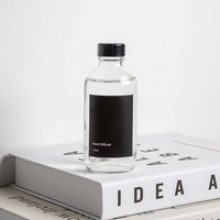Bouteille en Verre d'Ambiance Style Ins Boston Ronde Ambrée avec Bâtonnets de Rotin, Diffuseur à Roseaux, 100ml, 120ml, 4oz, avec Boîte