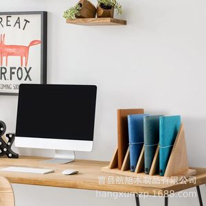 Wooden Triangular <b>File</b> Holder 26x18x18cm Desk Organizer Solid Wood Frame Office <b>Storage</b> Stand - Product Image 2