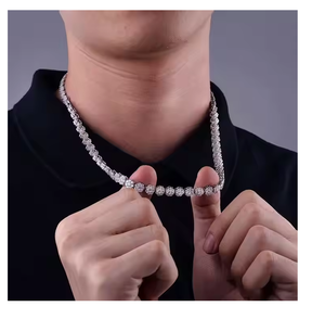 Collier en moissanite taille émeraude haute clarté, bijoux de luxe hip-hop, tendance mode pour hommes et femmes - Product Image 5