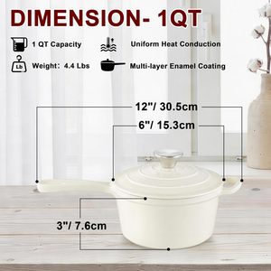 <span class=keywords><strong>Casserole</strong></span> <span class=keywords><strong>en</strong></span> <span class=keywords><strong>fonte</strong></span> émaillée avec couvercle, antiadhésive, pour tous types de plaques de cuisson, couleur crème - Product Image 2