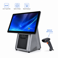 Terminal Punto de Venta de Pantalla Dual de 15.6 Pulgadas con Pantalla para el Cliente e Impresora Integrada para Comercio Minorista, Restaurantes, Supermercados y Mostradores de Caja