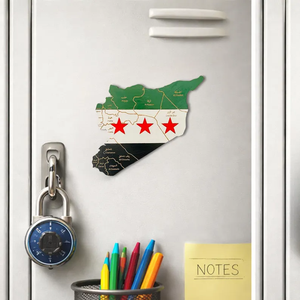 Imanes de Refrigerador de Madera Personalizados de Pafu, Regalo para la Fiesta Islámica del Ramadán y el Eid, Imán de Refrigerador con Mapa de la Bandera de Siria - Product Image 4