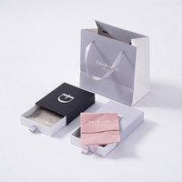 Boîte d'emballage de bijoux de luxe personnalisée avec tiroir et pochette, coffret cadeau rose pour collier, bague