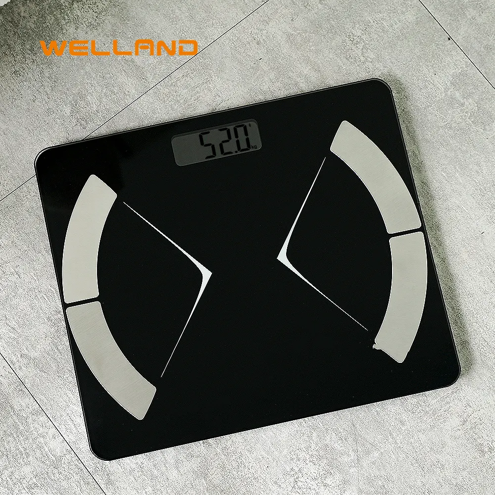 黒強化ガラス個人体重180kg計量家庭用デジタルバスルームスケール電子体重計