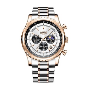 New Hot Selling Business Men's Chronograph Watch Moon Phase Calendar Stainless Steel Band Waterproof Luminous Dress Wristwatch - Product Image 4