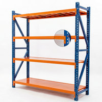 Étagères métalliques robustes à 4 niveaux, système de rayonnage en acier personnalisé pour entrepôt, solution de stockage industrielle