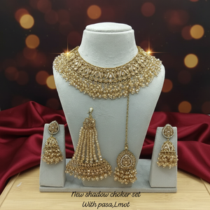 Luxury High Quality Vintage Alloy Rhodium Plated <b>Crystal</b> Rhinestone Choker Necklace <b>Set</b> Earrings Maang Tikka Ring Bracelet Gift - Product Image 3