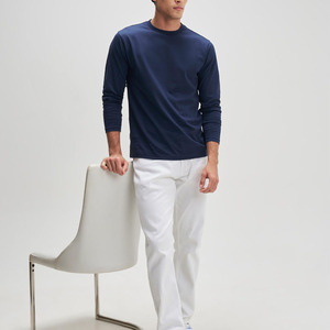 T-shirts à manches longues pour hommes de haute qualité, 100% coton, respirants, anti-transpiration, séchage rapide, écologiques, coupe classique, OEM - Product Image 5
