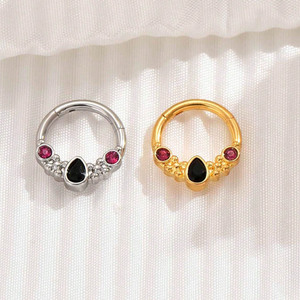 Anneau de nez en acier inoxydable 316L plaqué or avec zircon, anneau segmenté à charnière, clickers unisexes, bijoux de <span class=keywords><strong>piercing</strong></span> corporel pour mariage - Product Image 2