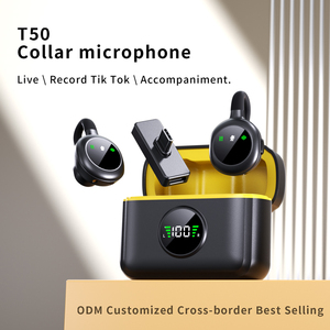 ไมโครโฟนไร้สายสำหรับผู้ลาวาเลียร์ขนาดเล็ก T50มาพร้อมกับตัวแปลงแบบ1-2รูปแบบปกตัดเสียงรบกวนสำหรับสมาร์ทโฟนพ็อดคาสท์ Vlog - Product Image 6