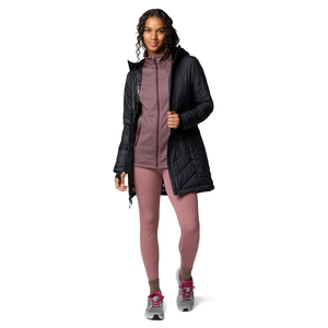 Veste à glissière réversible classique personnalisée pour femmes Long manteau bouffant col à capuche imperméable Sports de plein air en Polyester Durable - Product Image 3