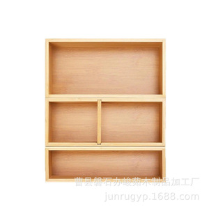 Bamboo Wood <b>Storage</b> <b>Box</b> Drawer Type Rectangular Space Saving <b>Kitchen</b> Organizer For Seasoning Tableware Utensils - Product Image 5