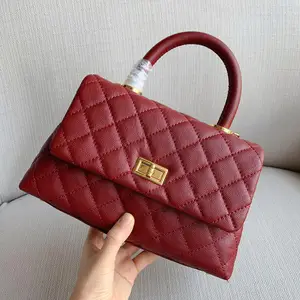 Wholesale Real Genuine Quilted Caviar Leather Ladies Fashion Top Handle Handbag Purse For Women