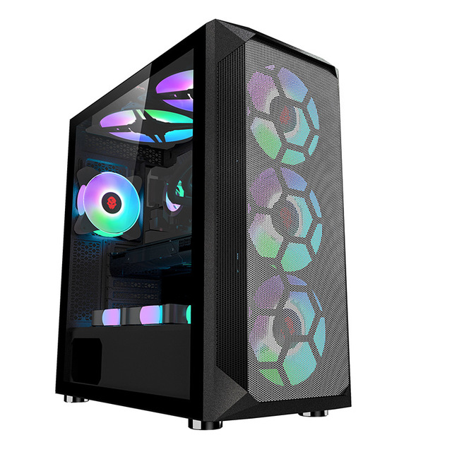 Hot Selling Dual Channel Motherboard Full Tower 360 Water Cooled Metal Side Transparent Stock Internet Cafe Esports Atx Pc case