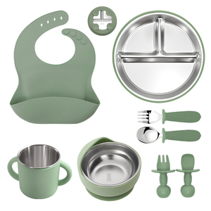 Plato de Silicona con Dibujos Animados de Animales para Bebés, Juego de 8 Piezas, Base de Succión Libre de BPA, Utensilios de Comedor para Niños - Product Image 6