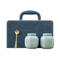 Coffret Cadeau en Céramique Haut de Gamme pour Emballage de Thé, Boîte Hermétique pour Thé Vert Aiguille d'Argent Longjing, Petite Boîte Universelle GHY-Little