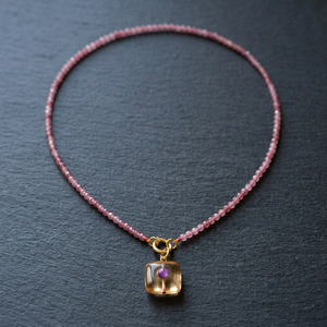 SSringz Handmade <b>Pink</b> Crystal Beaded Pendant <b>Necklace</b>, Rose <b>Pink</b> Faceted Beads Choker Jewelry for Women At Best Market Price - Product Image 4