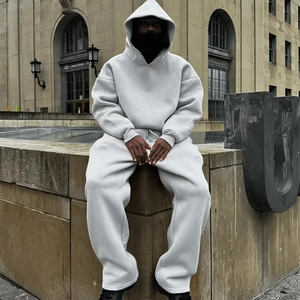 Ensemble de Survêtement pour Homme de Haute Qualité 600 Gsm Comprenant un Sweat à Capuche Court et un Pantalon de Jogging en Coton Molletonné Épais Streetwear - Product Image 1