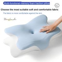Oreiller cervical en mousse à mémoire de forme, fabriqué en usine, avec tissu rafraîchissant et lavable, contour orthopédique pour dormeurs sur le dos et sur le côté