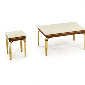Juego de Mesa de Centro Moderna de Imitación Mármol, 2 Piezas, Patas de Metal, Muebles para Sala de Estar - Product Image 1