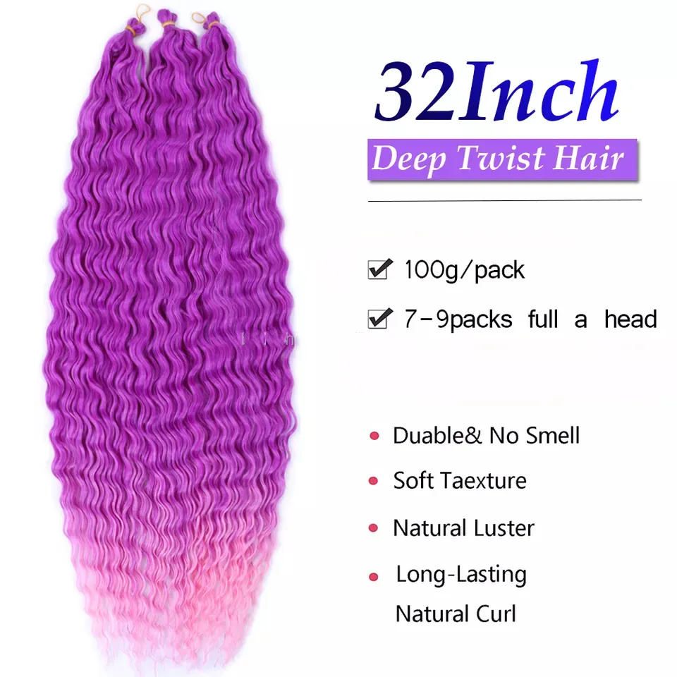 Deep Wave Bulk Hair deep wave twist hair extension wavy Crochet braiding hair