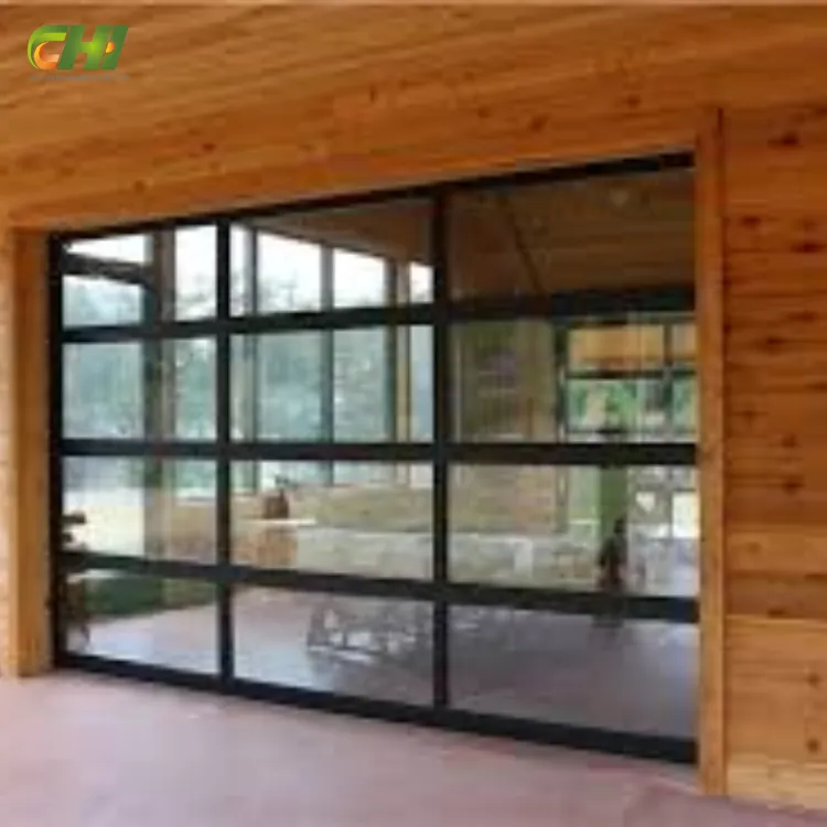 Residential Automatic Sliding Door 9 Ft X 8 Ft 10x8 Spring Sectional Aluminum Alloy Metal and Glass Garage Door 7x8 with Glass