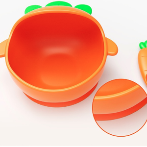 Children's Carrot Bowl Spoon Food Grade Mother and Baby Suction Cup Eating Complementary Food Bow - Product Image 1