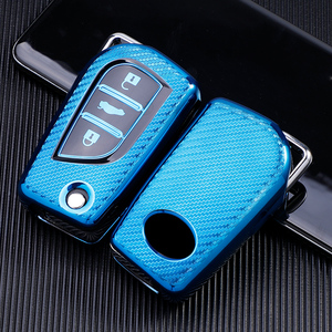 Custodia in fibra di carbonio morbida TPU custodia per chiave per <span class=keywords><strong>Toyota</strong></span> COROLLA camry LEVIN REIZ highlander <span class=keywords><strong>RAV4</strong></span> pieghevole portachiavi portachiavi borsa - Product Image 3