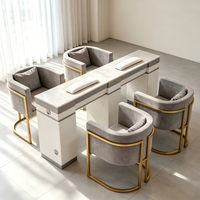 Ensemble table et chaise de manucure en marbre, style nordique moderne, personnalisable, durable et écologique, pour salon de beauté.