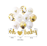 Kit d'arche de ballons en latex imprimés rétro Dauphin Étoile pour fête de révélation du sexe de bébé, Bannières OH Baby, Guirlande à pois, Écharpe décorative et Décoration de gâteau