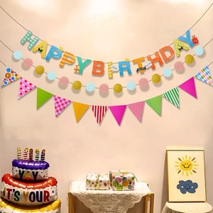 Pancarta de cumpleaños Xingyun, banderas triangulares coloridas, suministros decorativos para fiestas, para la celebración del primer cumpleaños de los niños - Product Image 1