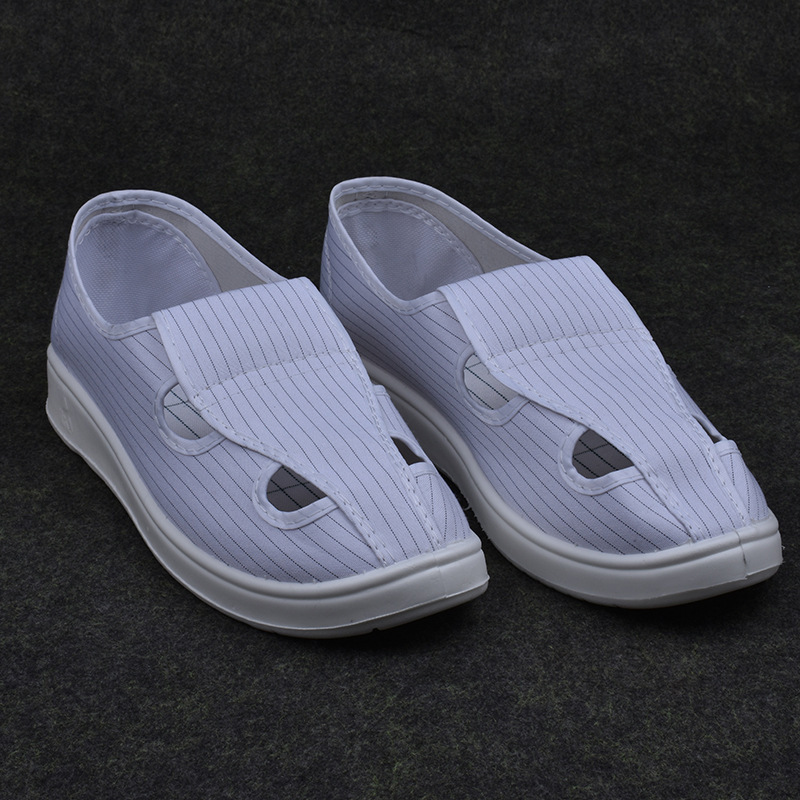 Men's Low-top Four-Hole Shoes 05 White Thin Striped Dust-Proof Spring/Summer Workshop Breathable PU Sole Comfortable Shoes