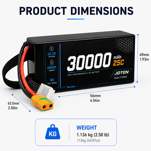 Batterie LiPo JOTEN 30000mAh 22.2V 6S 25C 666Wh haute puissance pour drones agricoles de pulvérisation et de protection des plantes (usine) - Product Image 3