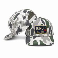 Topi Baseball 5 Panel Laser Camo Logo Kustom Berkualitas Tinggi dengan Patch Bordir 3D Snapback untuk Golf, Memancing, dan Berburu di Luar Ruangan