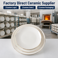 Assiette en porcelaine blanche de haute qualité avec bord doré, vaisselle en céramique pour accessoires de table de restaurant
