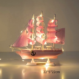 Décoration intérieure, cadeau Unique, ornement méditerranéen personnalisé, bateau à voile, bateau de <span class=keywords><strong>mer</strong></span>, bateau en bois, modèle de voilier avec lumière - Product Image 6