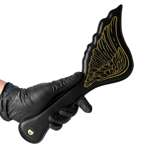 FUN SM Nouvelle pagaie en cuir pour fessées, jouet de discipline BDSM pour soumis, style Dark Fallen Angel pour 18+ - Product Image 6